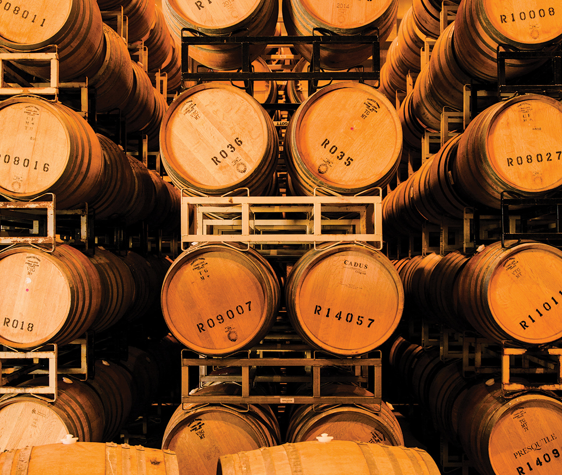 Stacked Barrels in winery